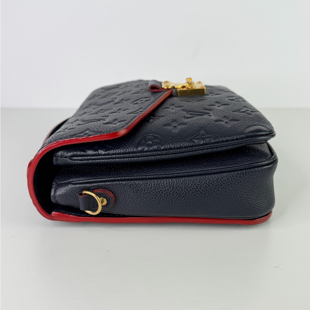 AUTHENTIC Louis Vuitton LV Pochette Metis Marine Rouge Navy Leather - Picture 7 of 16